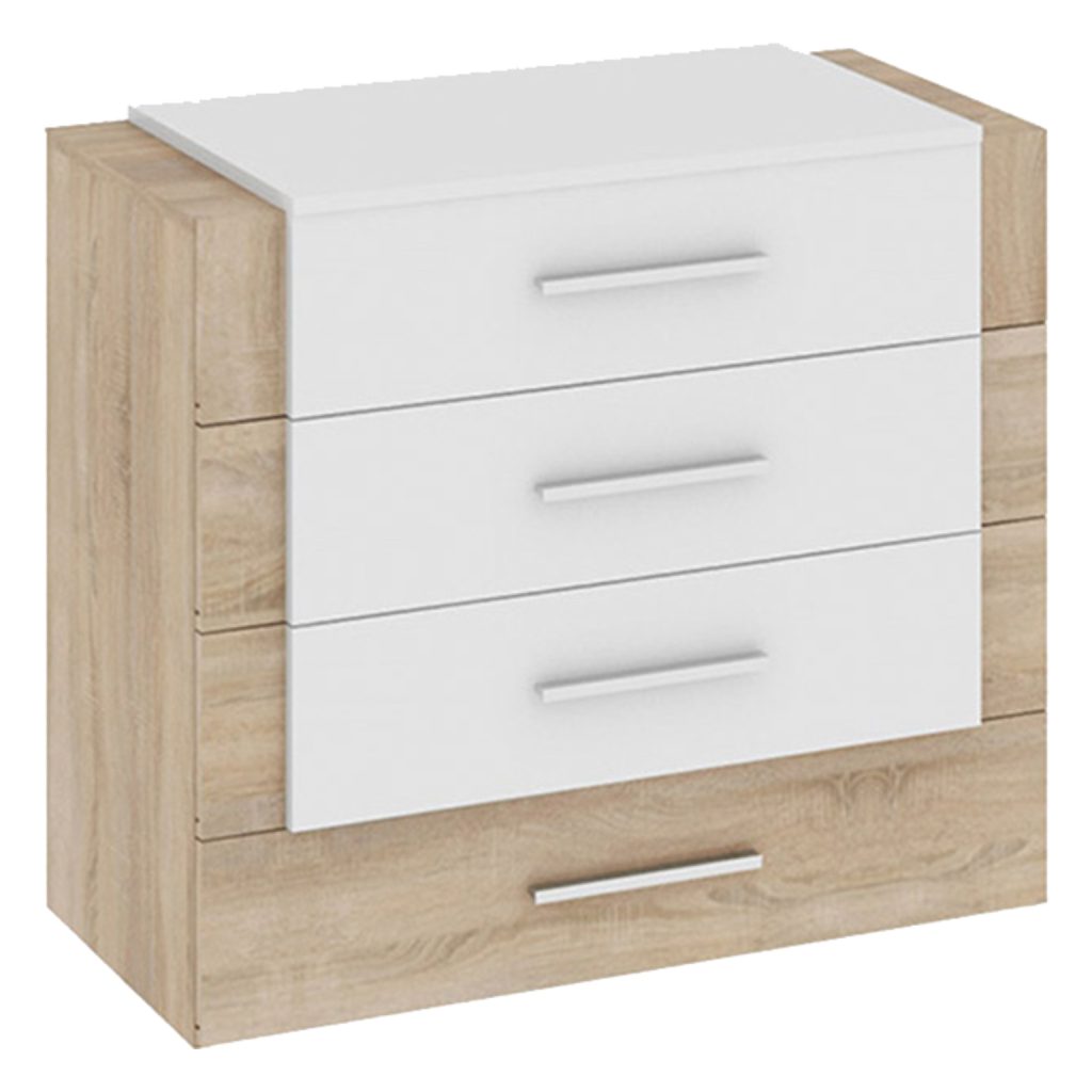 бланка комод с 4 я ящиками дуб сонома белый глянец